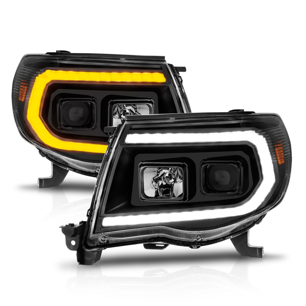 Anzo Projector LED Plank Style Headlights Black For Tacoma (2005