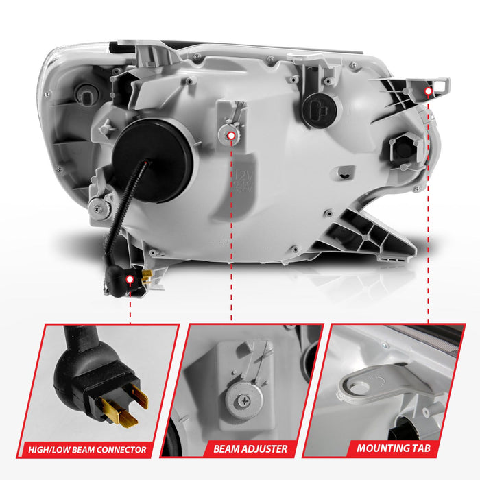 Anzo Projector LED Plank Style Switchback Headlights Chrome For Tacoma (2012-2015)