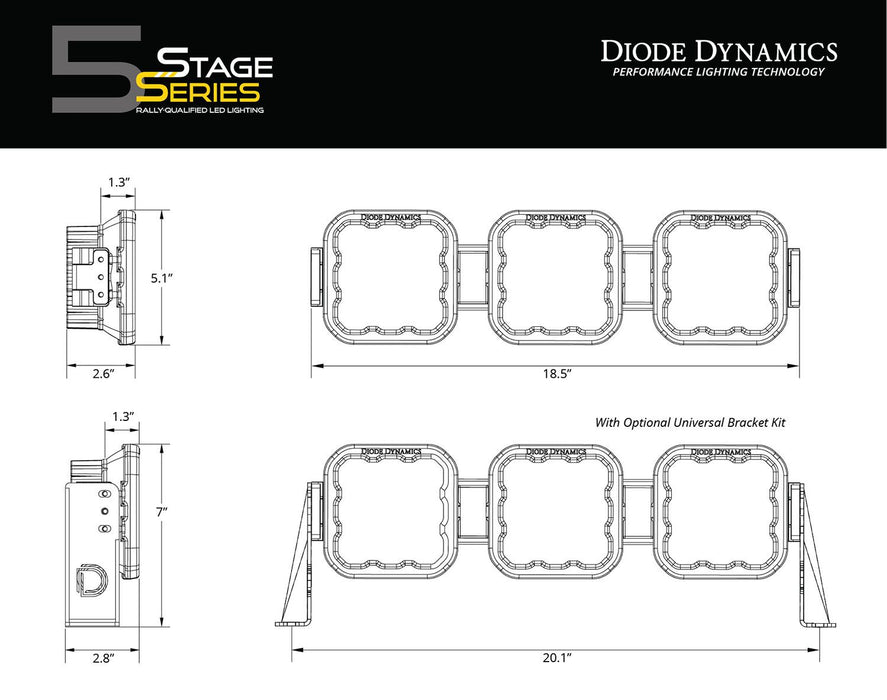 Diode Dynamics SS5 CrossLink 3-Pod LED Light Bar