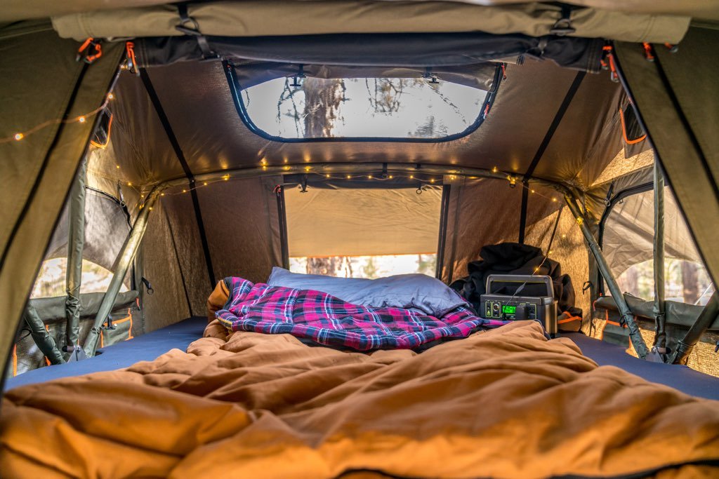 jeep roof tent inside Roam Vagabond XL Rooftop Tent — Overland Depot