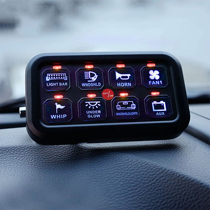 AUXBEAM 8-Gang RGB Switch Panel With Momentary Control Box – 12-24V, IP65, For Toyota & Off-Road Vehicles