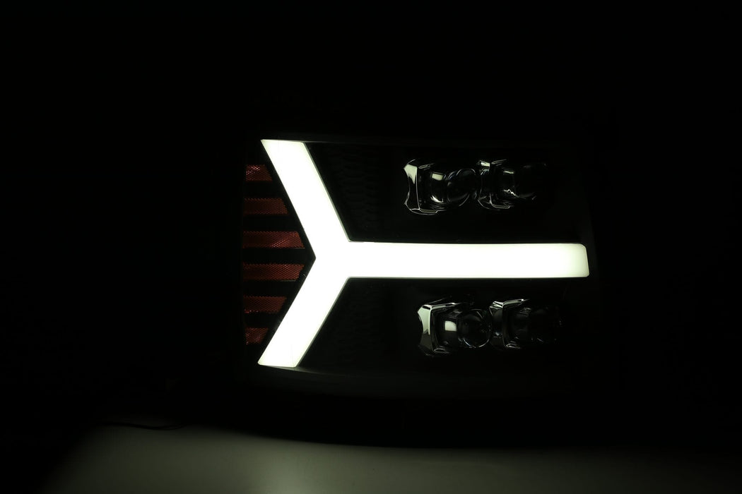 Alpharex Nova-Series LED Projector Headlights Jet Black For Silverado (2007-2013)