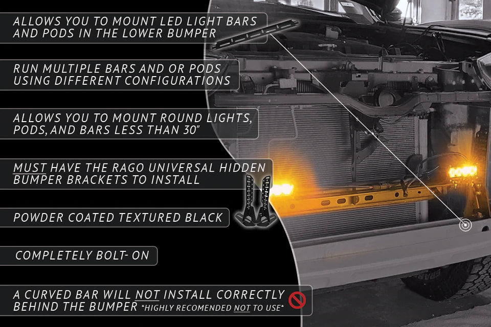 Rago 4Runner Universal LED Hidden Bumper Bracket (5th Gen 2014-2021)