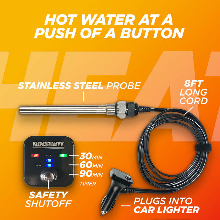 cigarette lighter water heater Car Immersion Auto Coffee Heater 12V Adapter J5 304 stainless steel heating base and food grade ABS kettle body ensure safe and clean of the water Travel Car Kettle, 24V Stainless